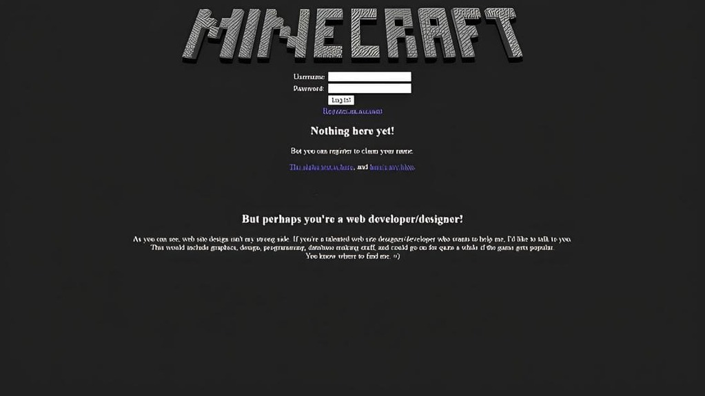 evolução do site do minecraft